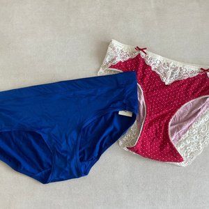 NWT Lot X 2 Soma Hipster Panties Blue Red Lace M